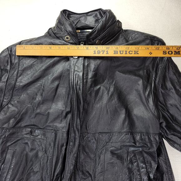 Vintage Nika Jacket Mens Sz 40 (Medium) Black Leather Gorpcore Biker Hooded Coat - Picture 7 of 16